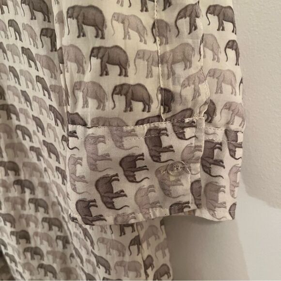 Sheridan French Elephant Print Beige Shirt Dress - Picture 5 of 6